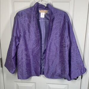 Norm Thompson lavender embroidered silk evening wear jacket size M/P